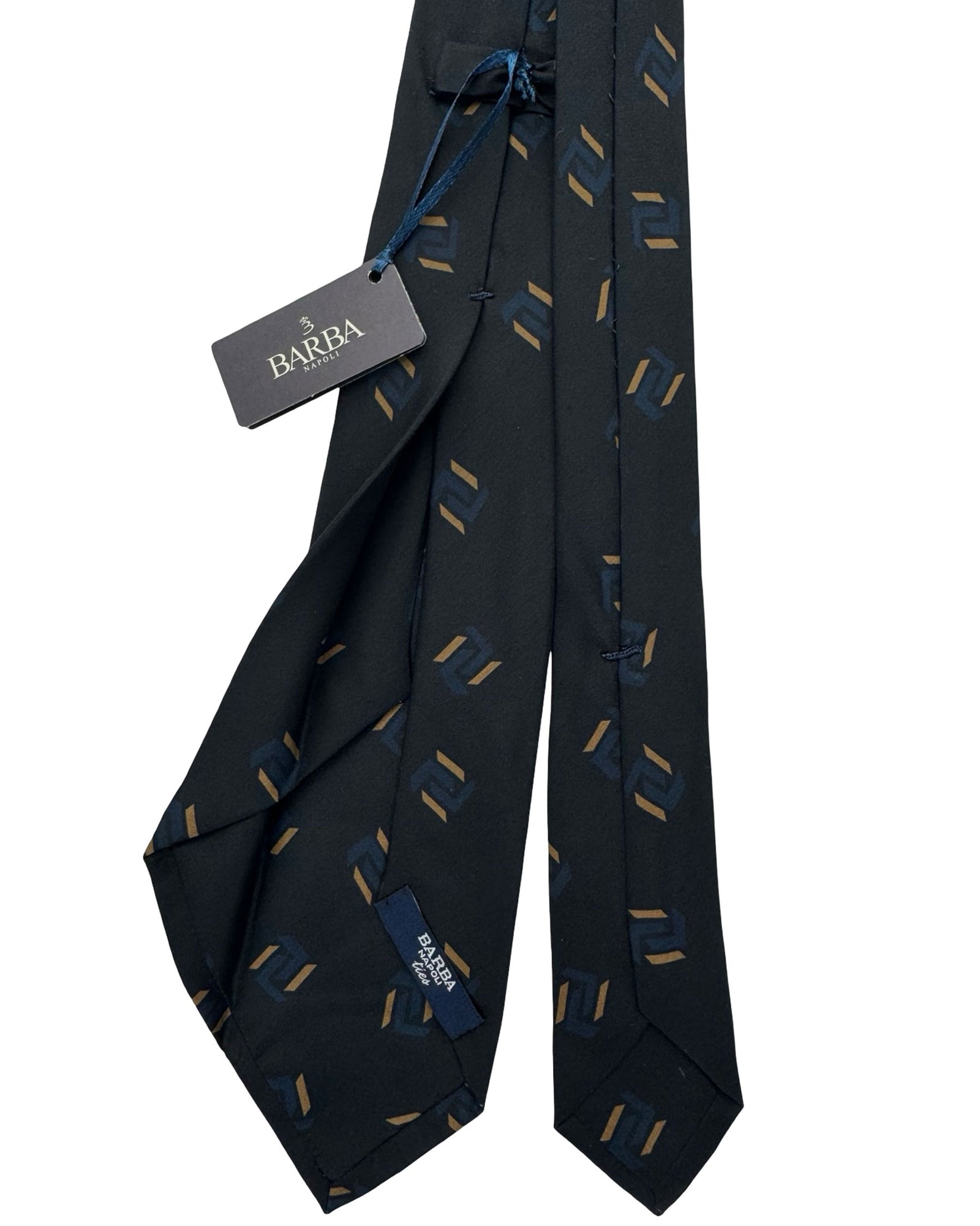 Barba Sevenfold Tie Dark Gray Geometric - Sartorial