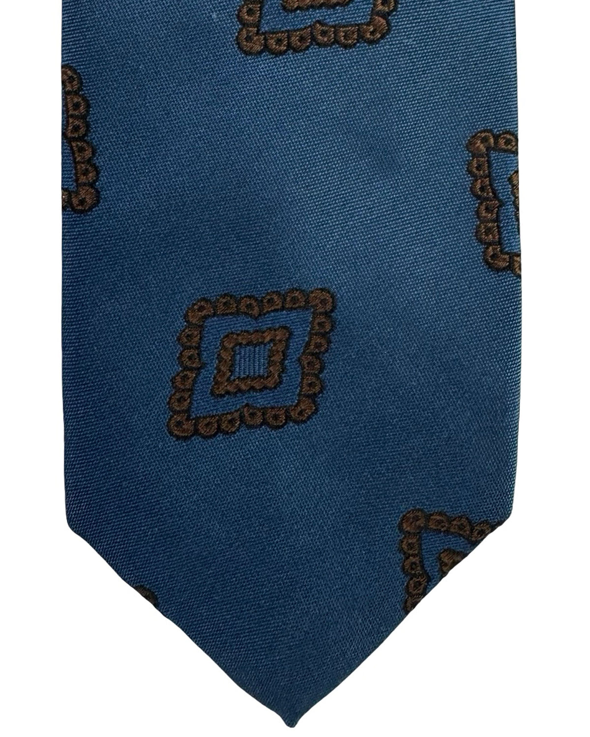 Barba Sevenfold Tie Midnight Blue Brown Geometric