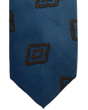 Barba Sevenfold Tie Midnight Blue Brown Geometric