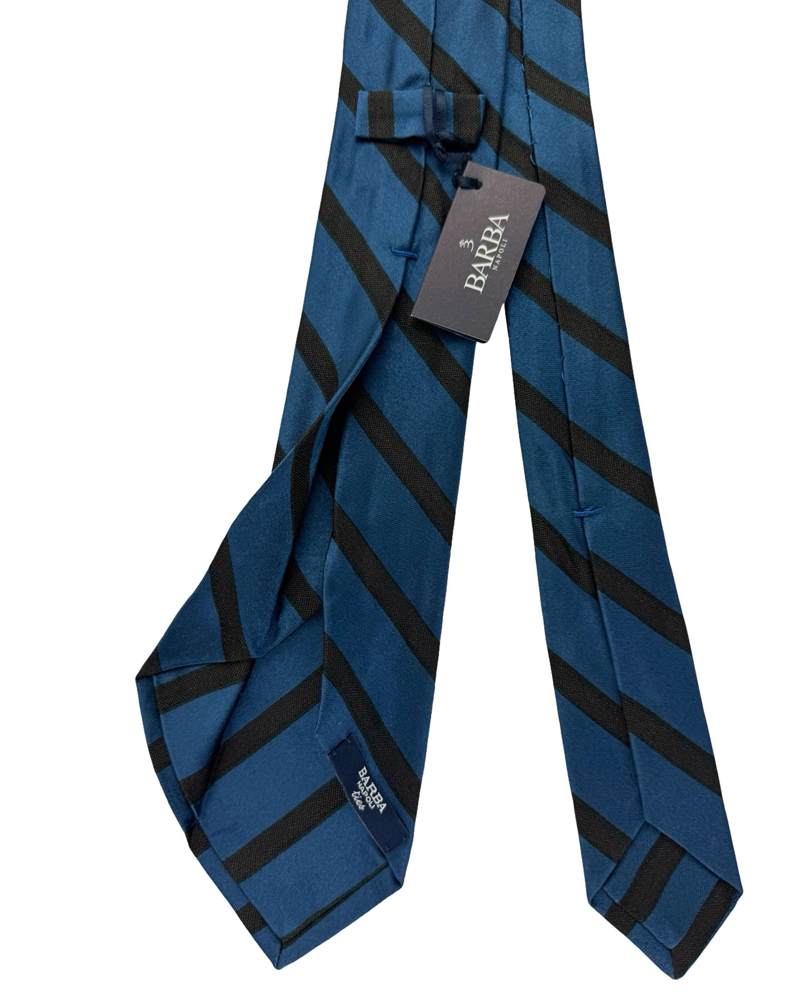 Barba Sevenfold Tie Midnight Blue Brown Stripes