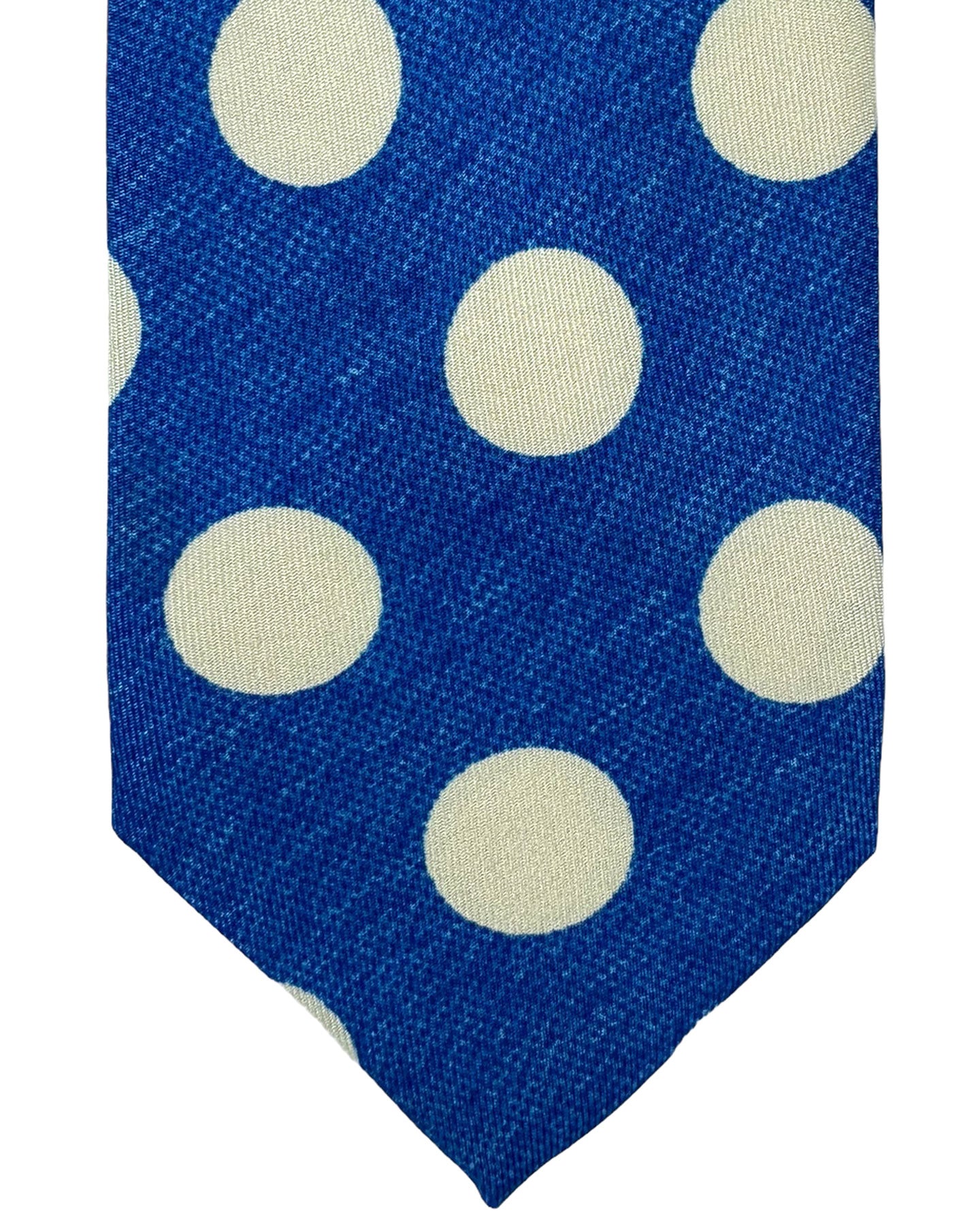 Barba Sevenfold Tie Royal Blue White Polka Dots Design - Sartorial Neckwear