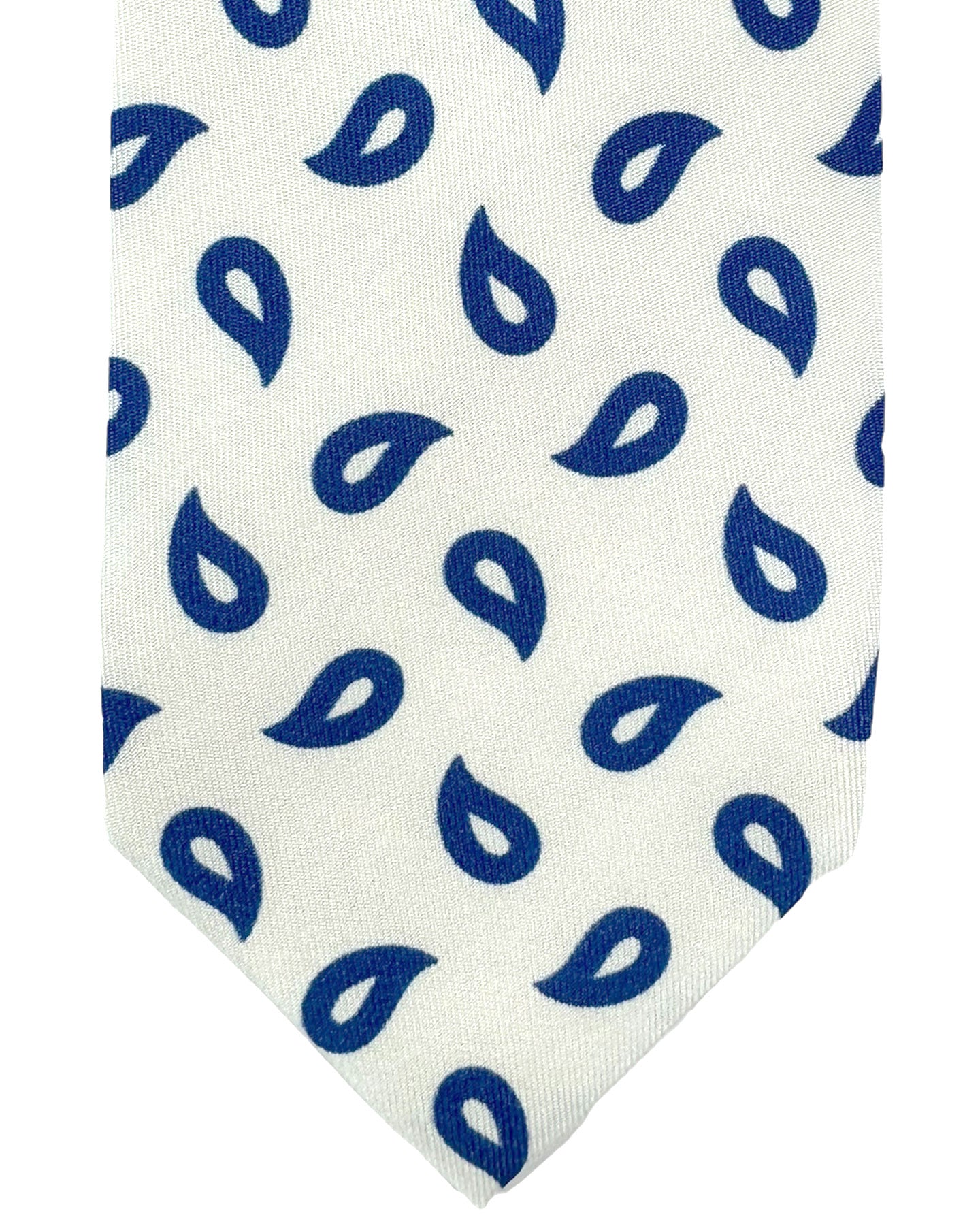 Barba Sevenfold Tie White Royal Blue Paisley Design - Sartorial Neckwear