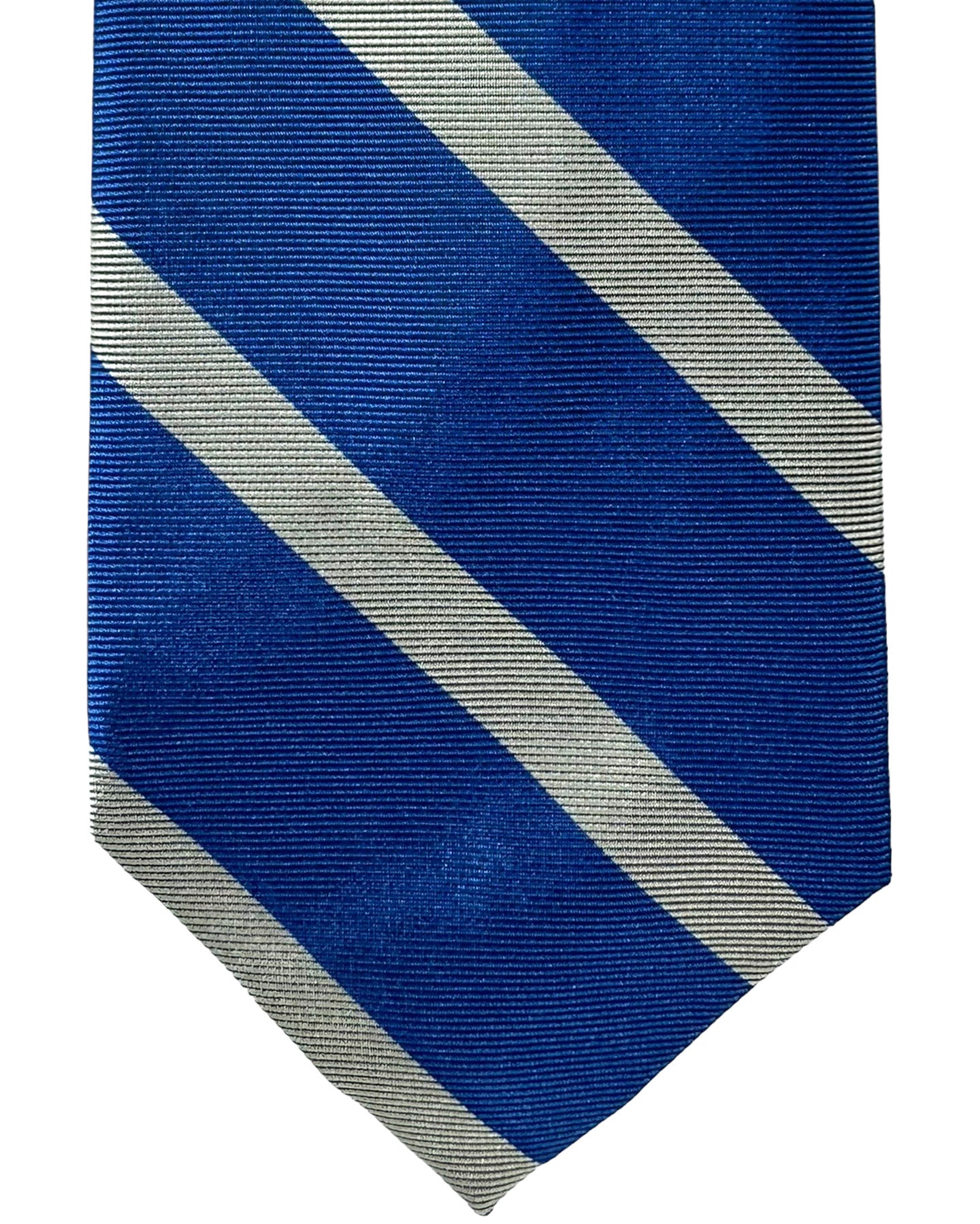 Barba Sevenfold Tie Blue Gray Stripes Design - Sartorial Neckwear
