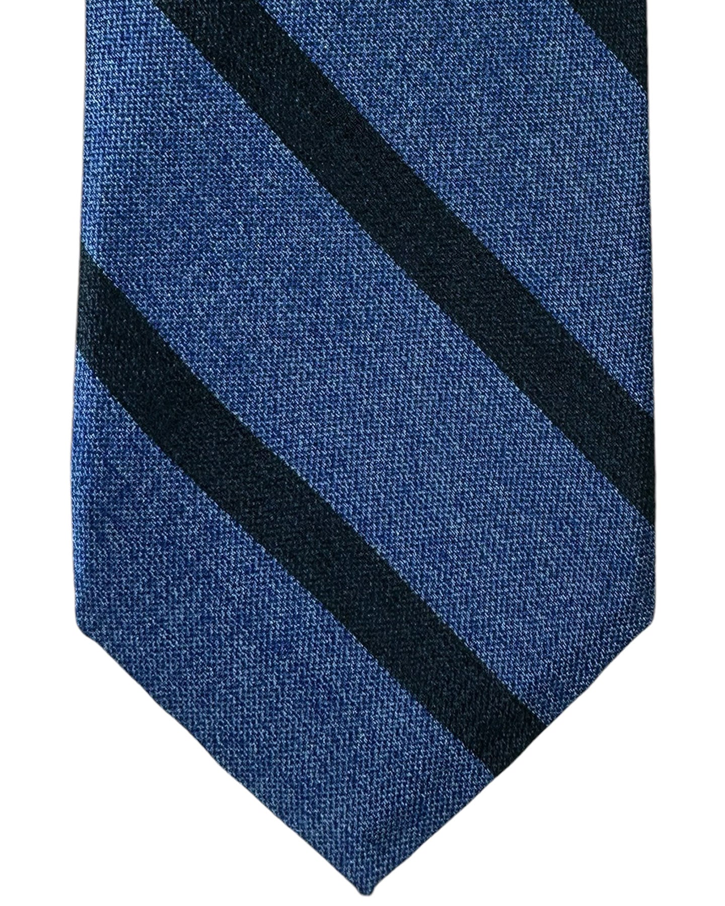 Barba Sevenfold Tie Midnight Blue Stripes Design - Sartorial Neckwear