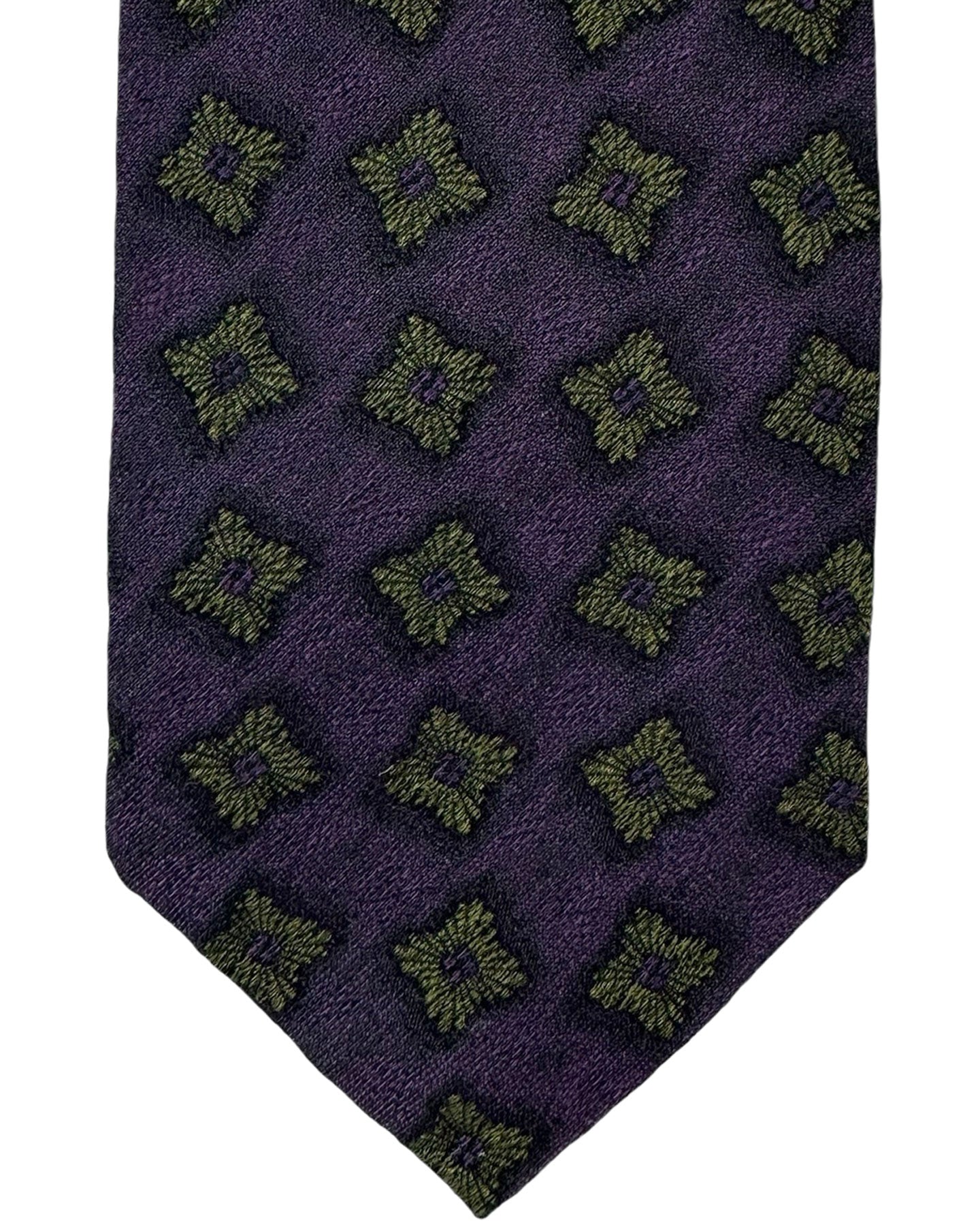 Barba Sevenfold Tie Purple Olive Floral Design - Sartorial Neckwear