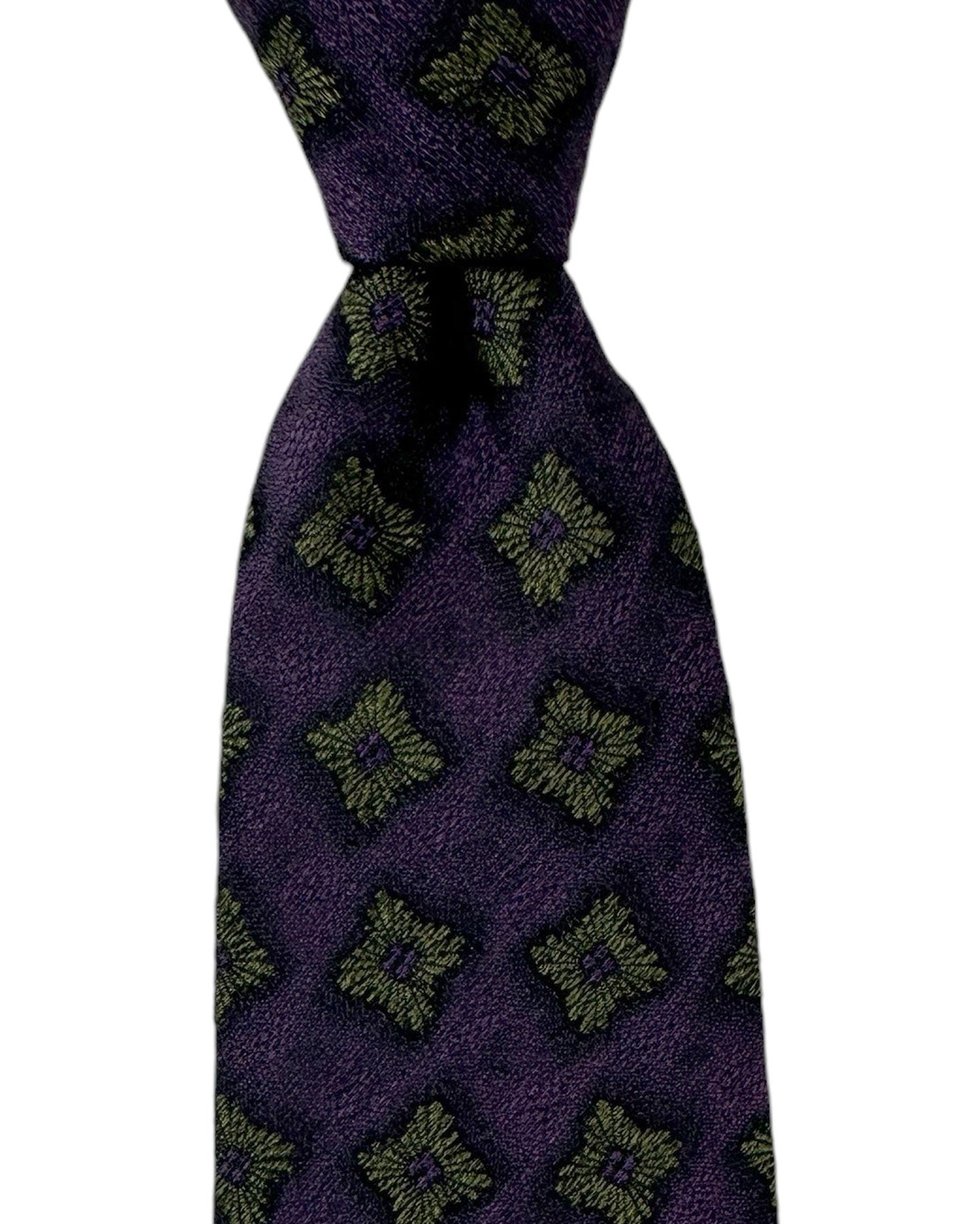 Barba Sevenfold Tie Purple Olive Floral Design - Sartorial Neckwear