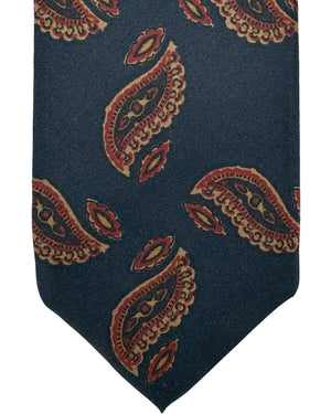 Barba Sevenfold Tie Midnight Blue Maroon Ornamental Design - Sartorial Neckwear