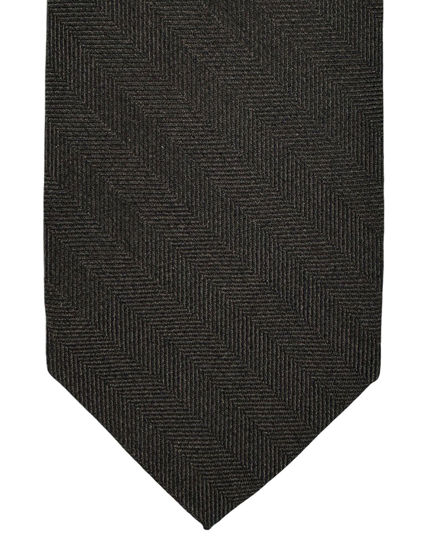 Barba Sevenfold Tie Dark Brown Chevron Design - Sartorial Neckwear