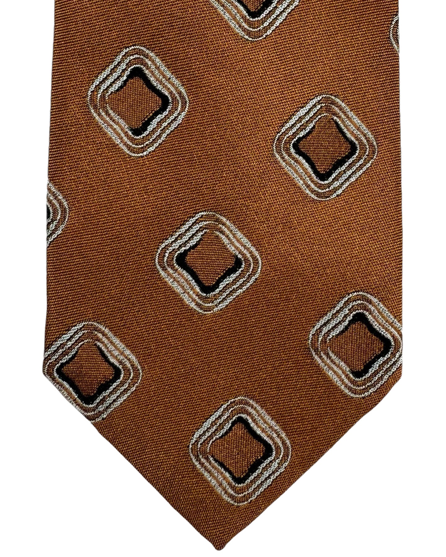 Barba Sevenfold Tie Copper Geometric Design - Sartorial Neckwear