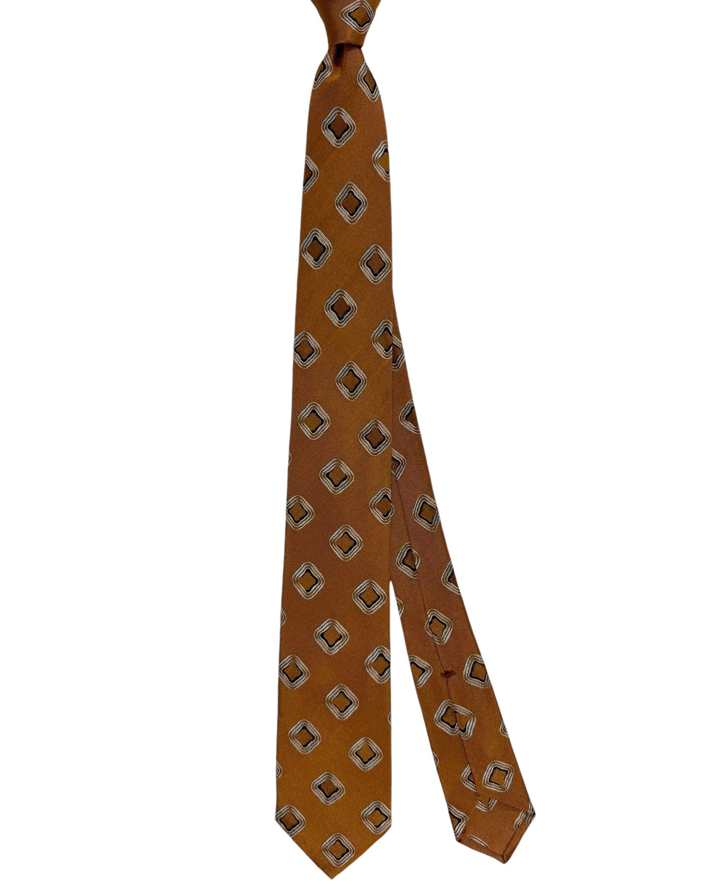 Barba Sevenfold Tie Copper Geometric Design - Sartorial Neckwear