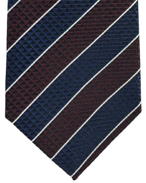 Battisti Sevenfold Tie Navy And Brown Stripe Geometric