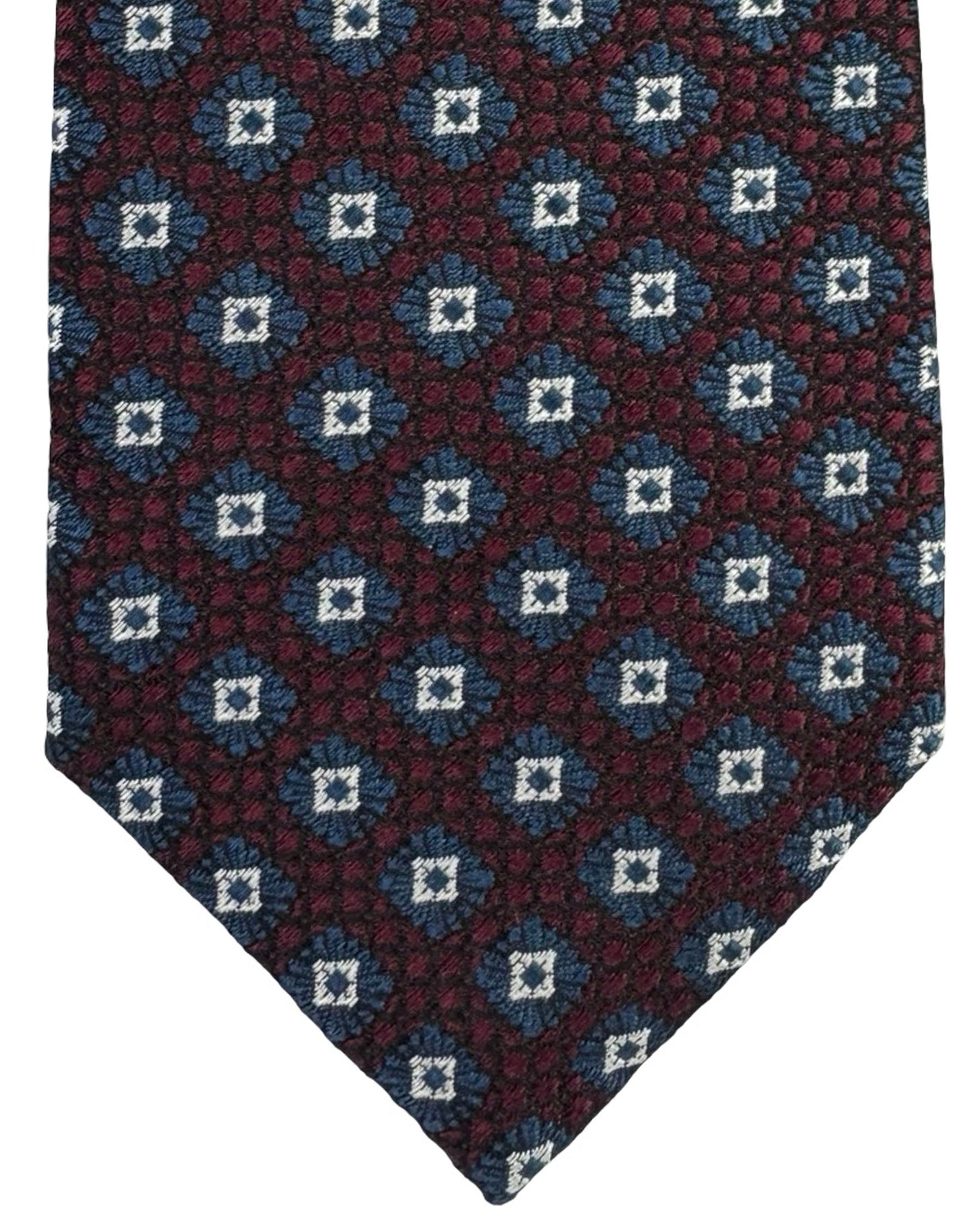 Battisti Sevenfold Tie Midnight Blue And Maroon Medallion