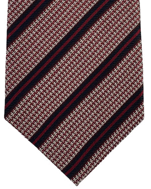 Battisti Sevenfold Tie Bordeaux And Navy Stripe Micro Pattern