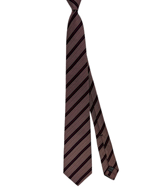 Battisti Sevenfold Tie Bordeaux And Navy Stripe Micro Pattern