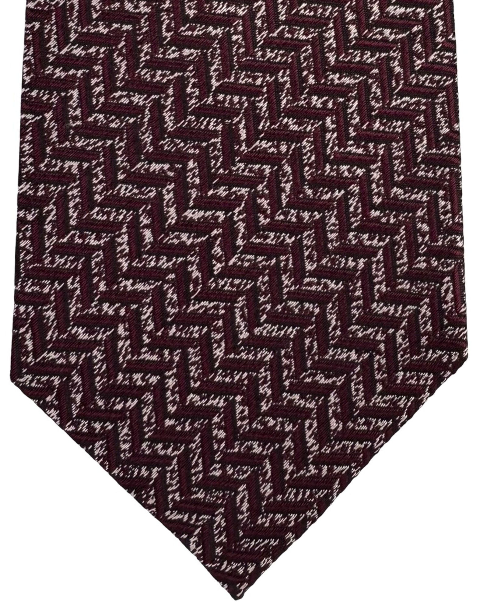 Battisti Sevenfold Tie Maroon Chevron