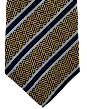 Battisti Sevenfold Tie Mustard Blue Pattern Stripes