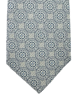 Battisti Sevenfold Tie Gray Silver Medallion