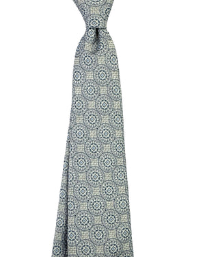 Battisti Sevenfold Tie Gray Silver Medallion