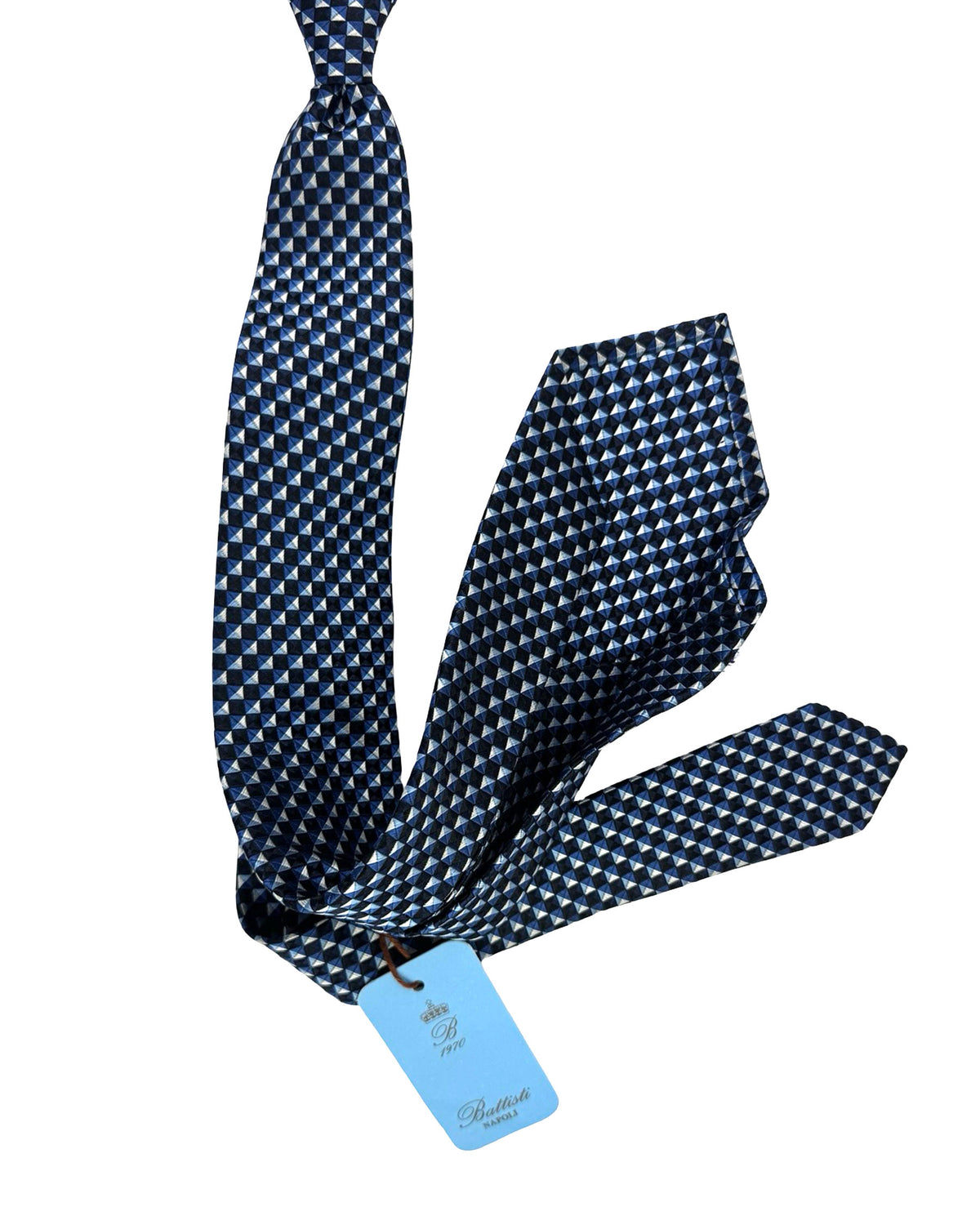 Battisti Sevenfold Tie Geometric Dark Blue