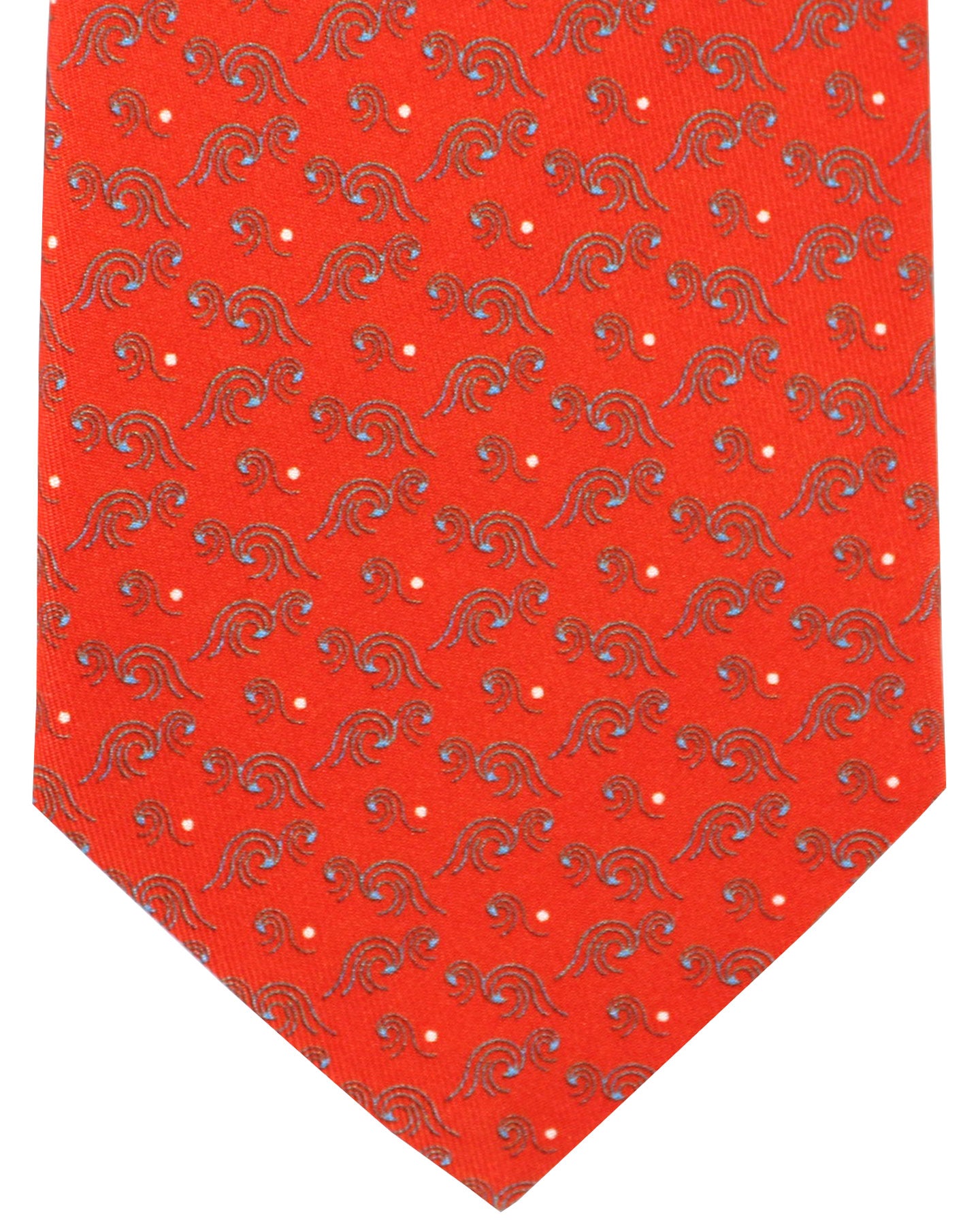 Battistoni Silk Tie Red Waves - Novelty