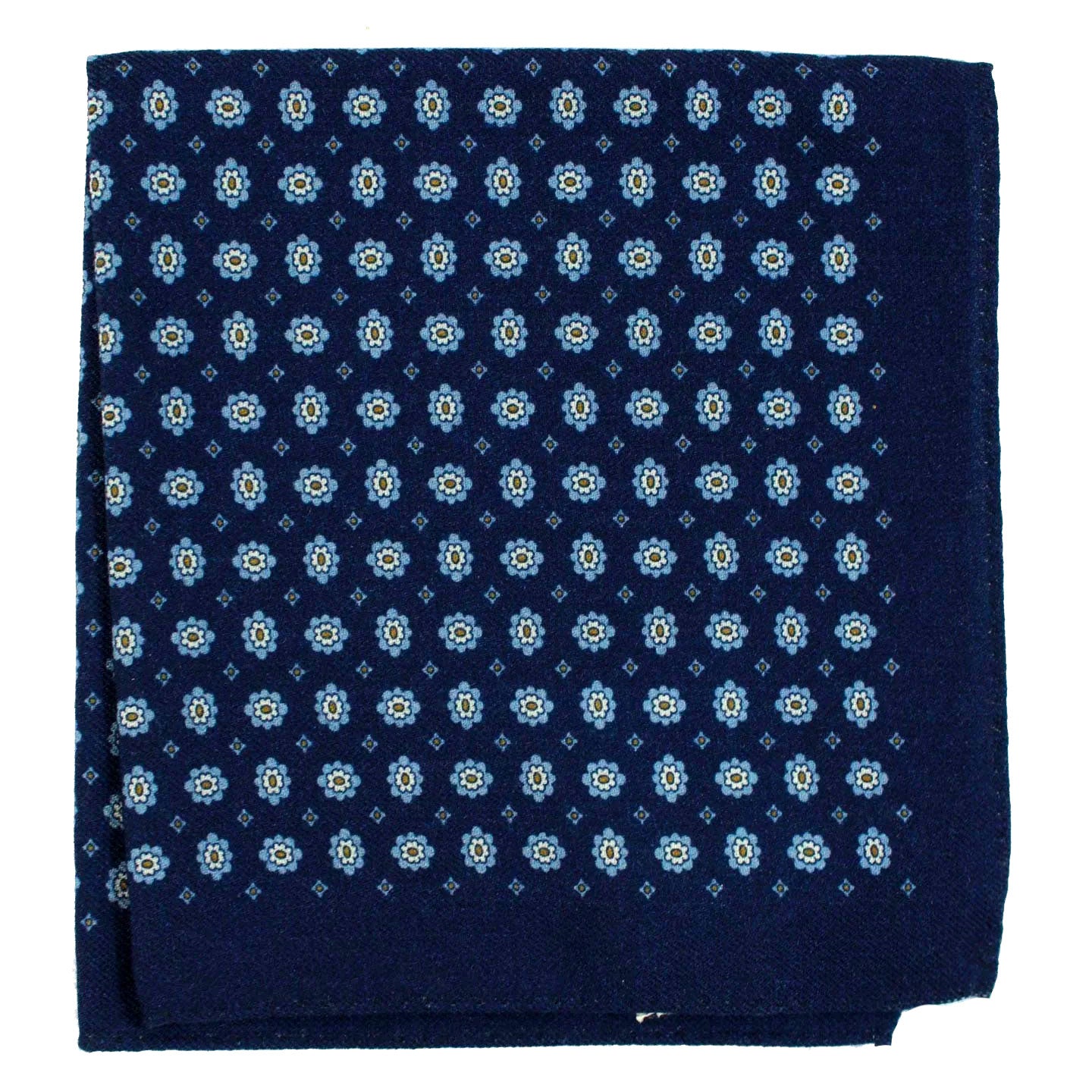 Luigi Borrelli Wool Pocket Square Navy Blue