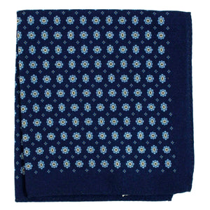 Luigi Borrelli Wool Pocket Square Navy Blue