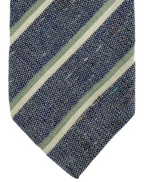 Luigi Borrelli Tie Blue Green Silver Stripes