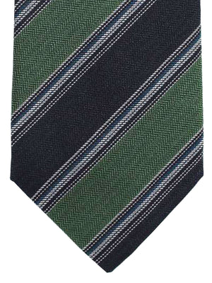 Luigi Borrelli Tie Green Dark Navy Stripes
