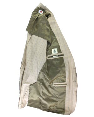 Luigi Borrelli Suit Beige Stripes Wool Silk EU 50 / US 40