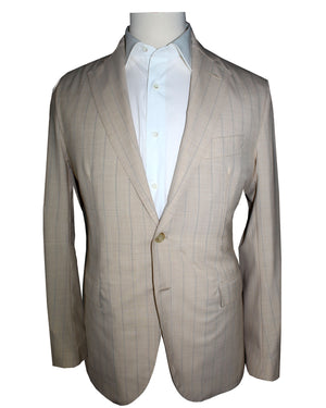 Luigi Borrelli Sport Coat Beige Stripes Wool Silk