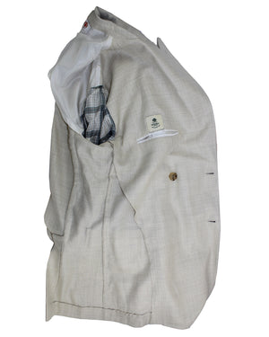 Luigi Borrelli Sport Coat Light Gray EU 52/ US 42 - Double Breasted Peak Lapel - Wool Linen