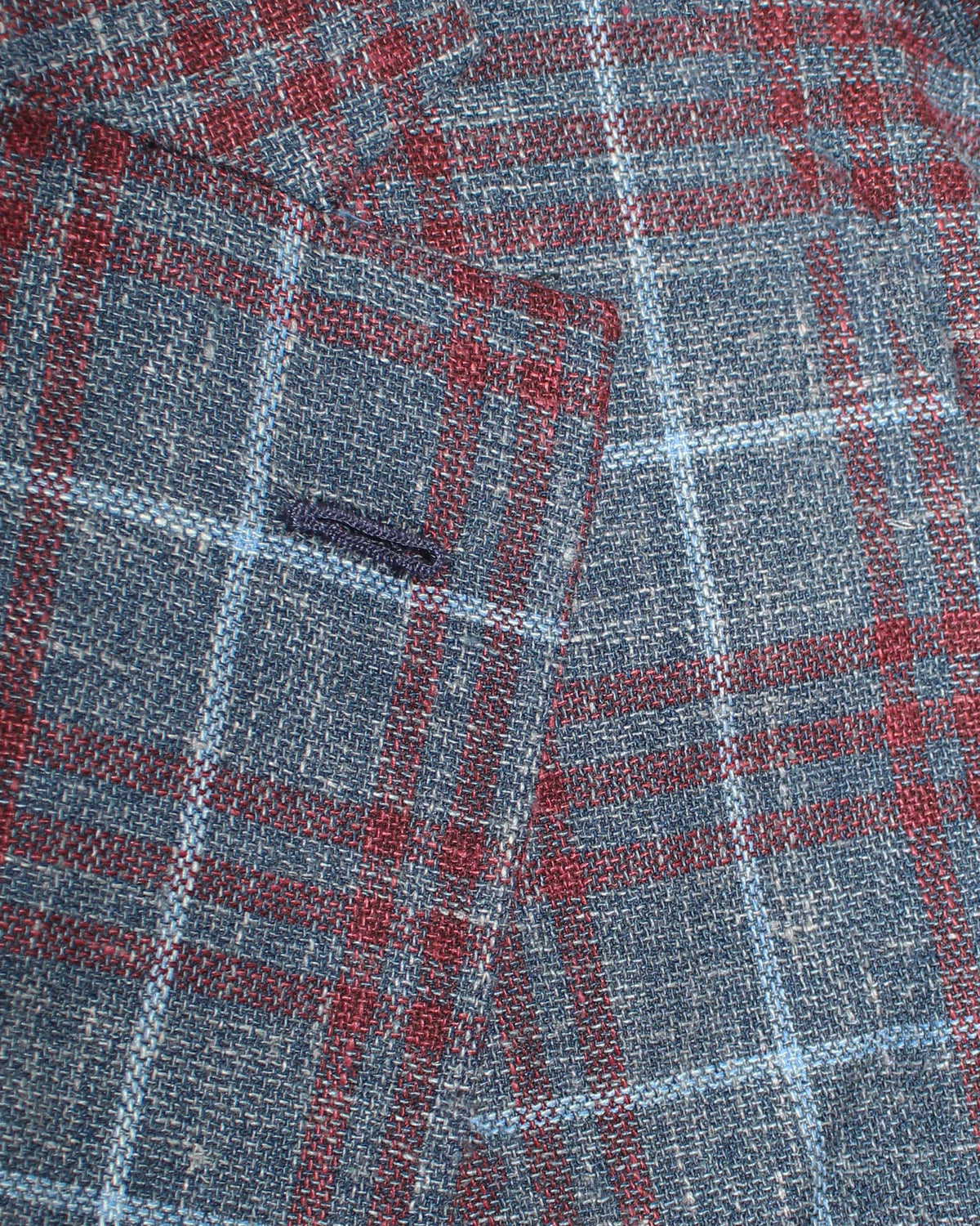 Borrelli Sport Coat Midnight Blue Maroon Plaid