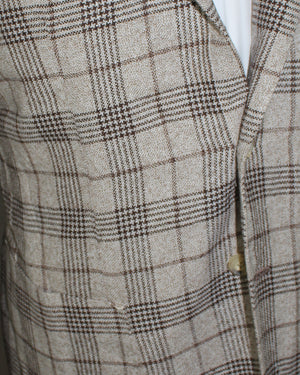 Luigi Borrelli Sport Coat Beige Gray Brown Plaid EU 50/ US 40