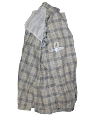 Luigi Borrelli Coat Gray Check Plaid - Wool Silk EU 48 / US 38