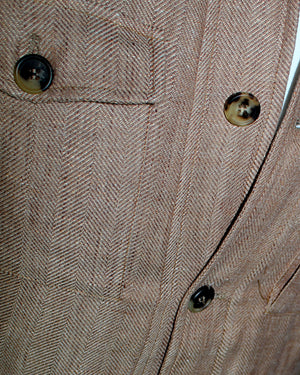 Luigi Borrelli Coat Brown Gray Wool Linen EU 50 / US 40