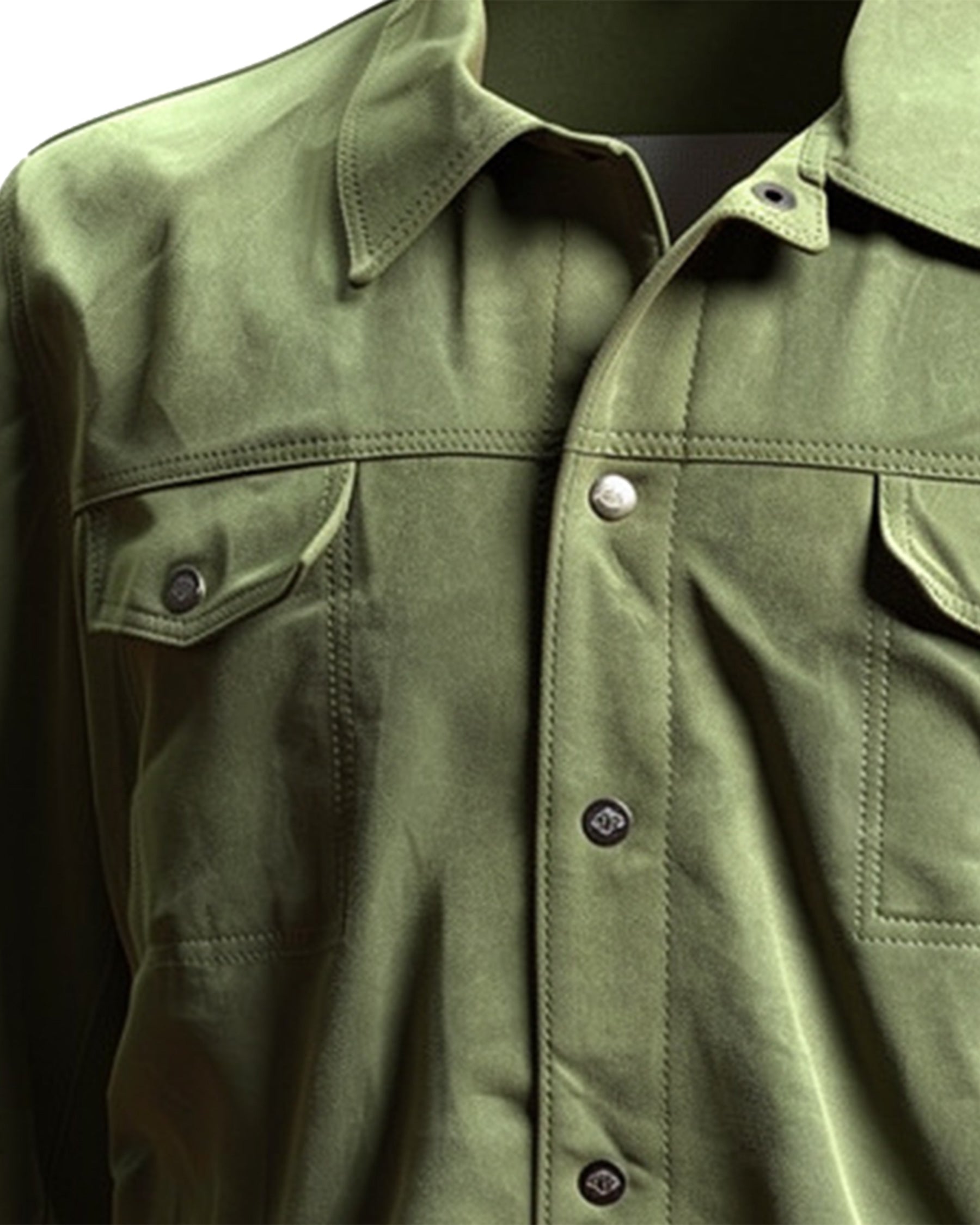 Luigi Borrelli Suede Leather Jacket Green