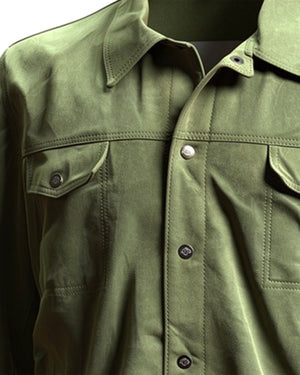 Luigi Borrelli Suede Leather Jacket Green