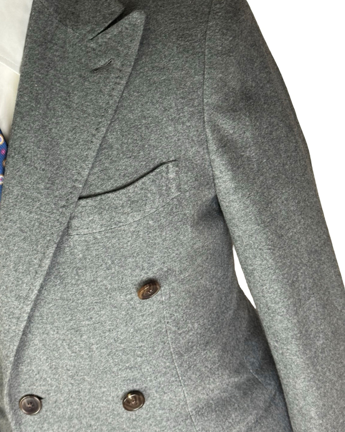 Luigi Borrelli Wool Coat Gray Peak Lapel EU 48 / US 38