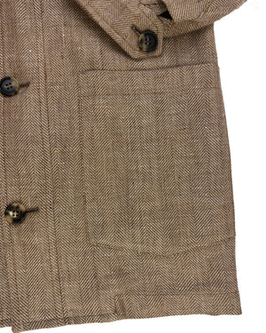 Luigi Borrelli Coat Brown Gray Wool Linen