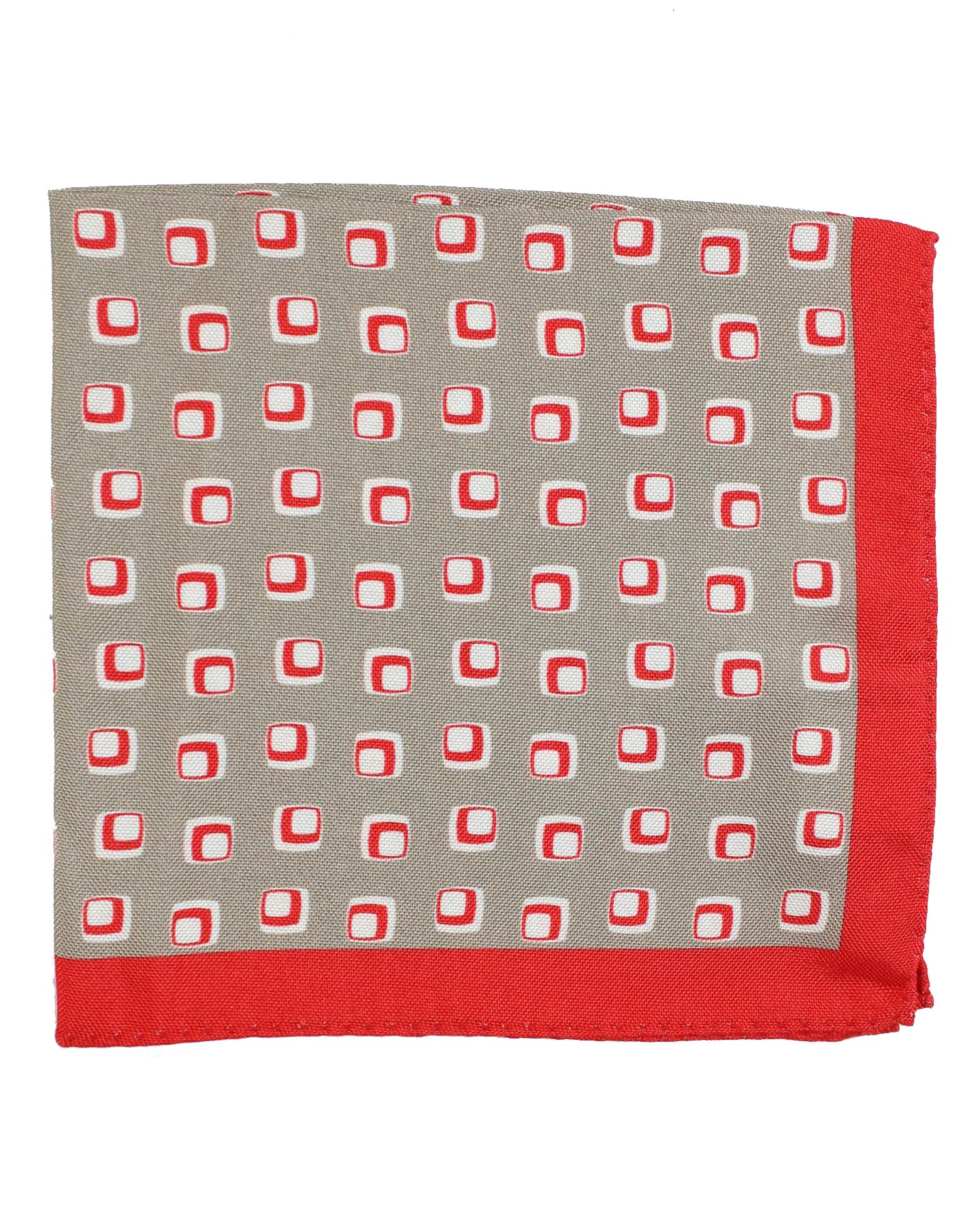 Luigi Borrelli Silk Pocket Square Tan Red
