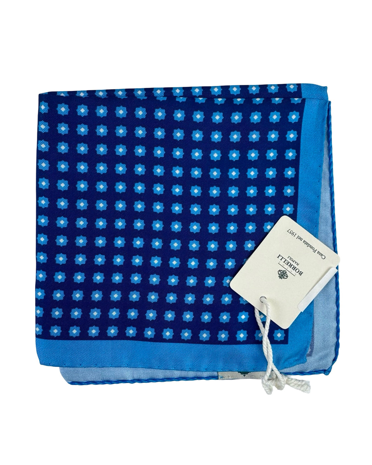 Borrelli Pocket Square Blue Navy Design
