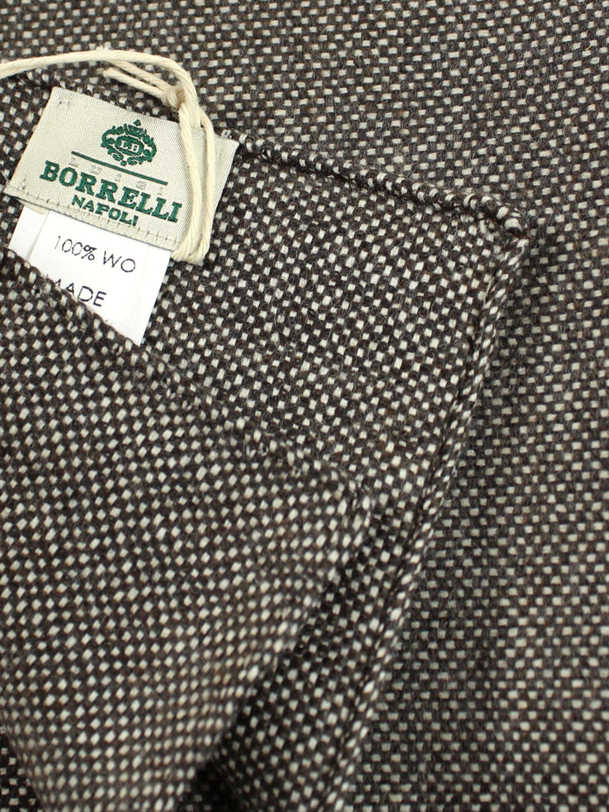 Luigi Borrelli Wool Pocket Square Taupe Brown Silver Design