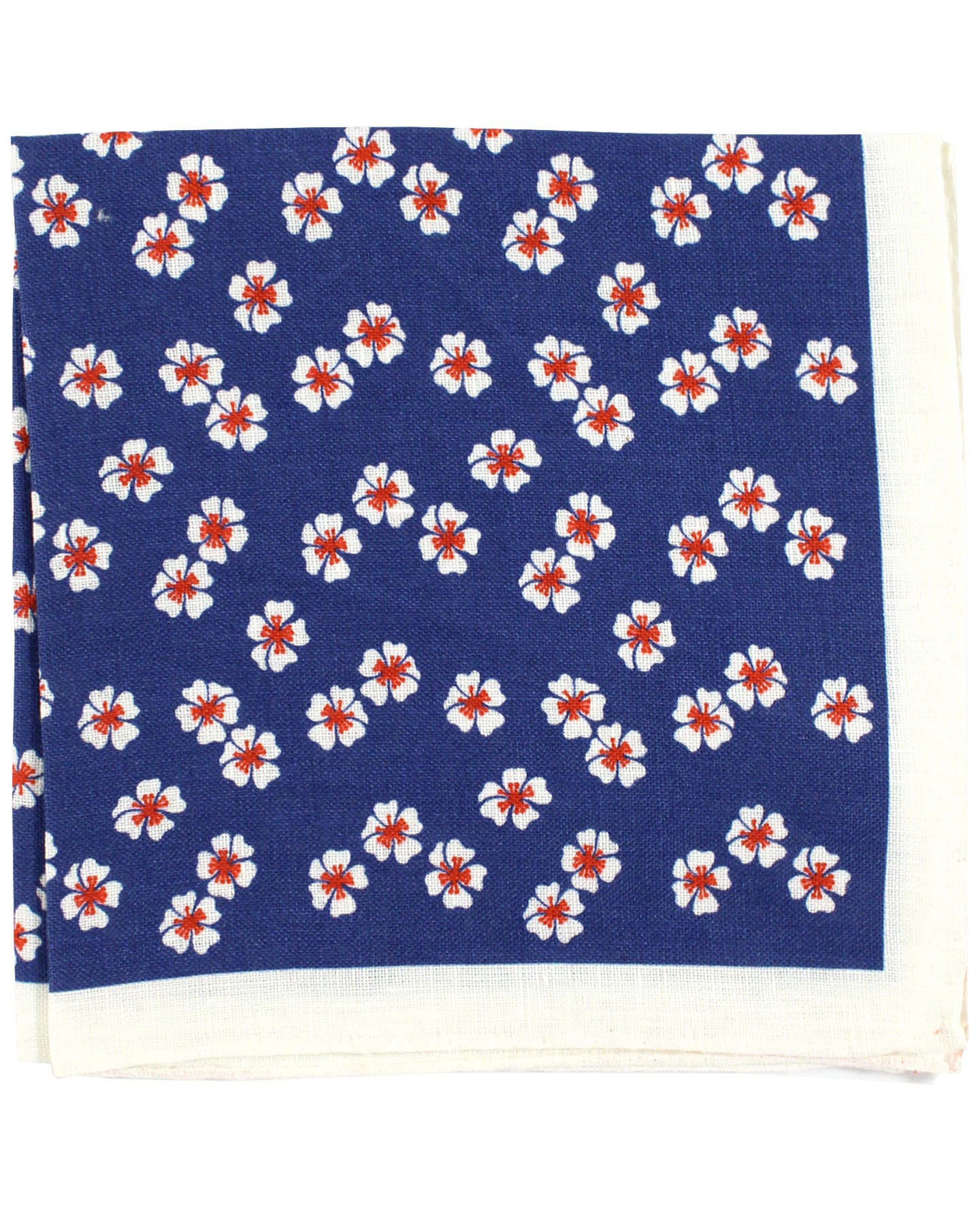 Luigi Borrelli Pocket Square Navy Red Floral