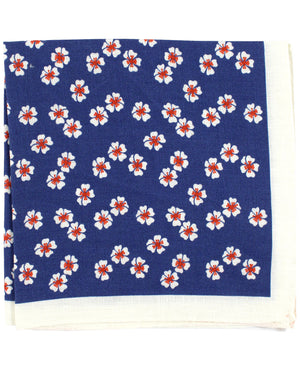 Luigi Borrelli Pocket Square Navy Red Floral