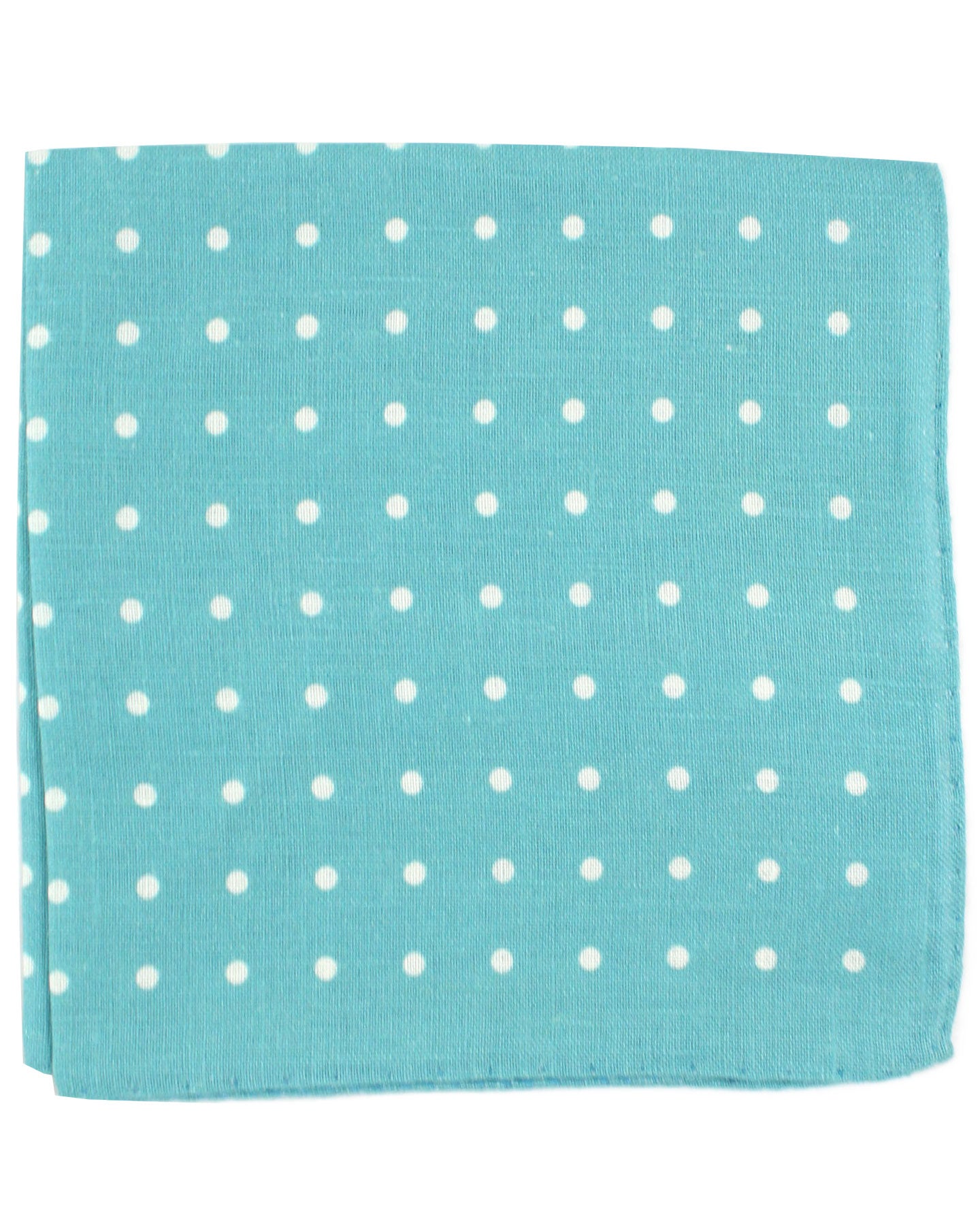 Luigi Borrelli Silk Pocket Square Aqua White Dots