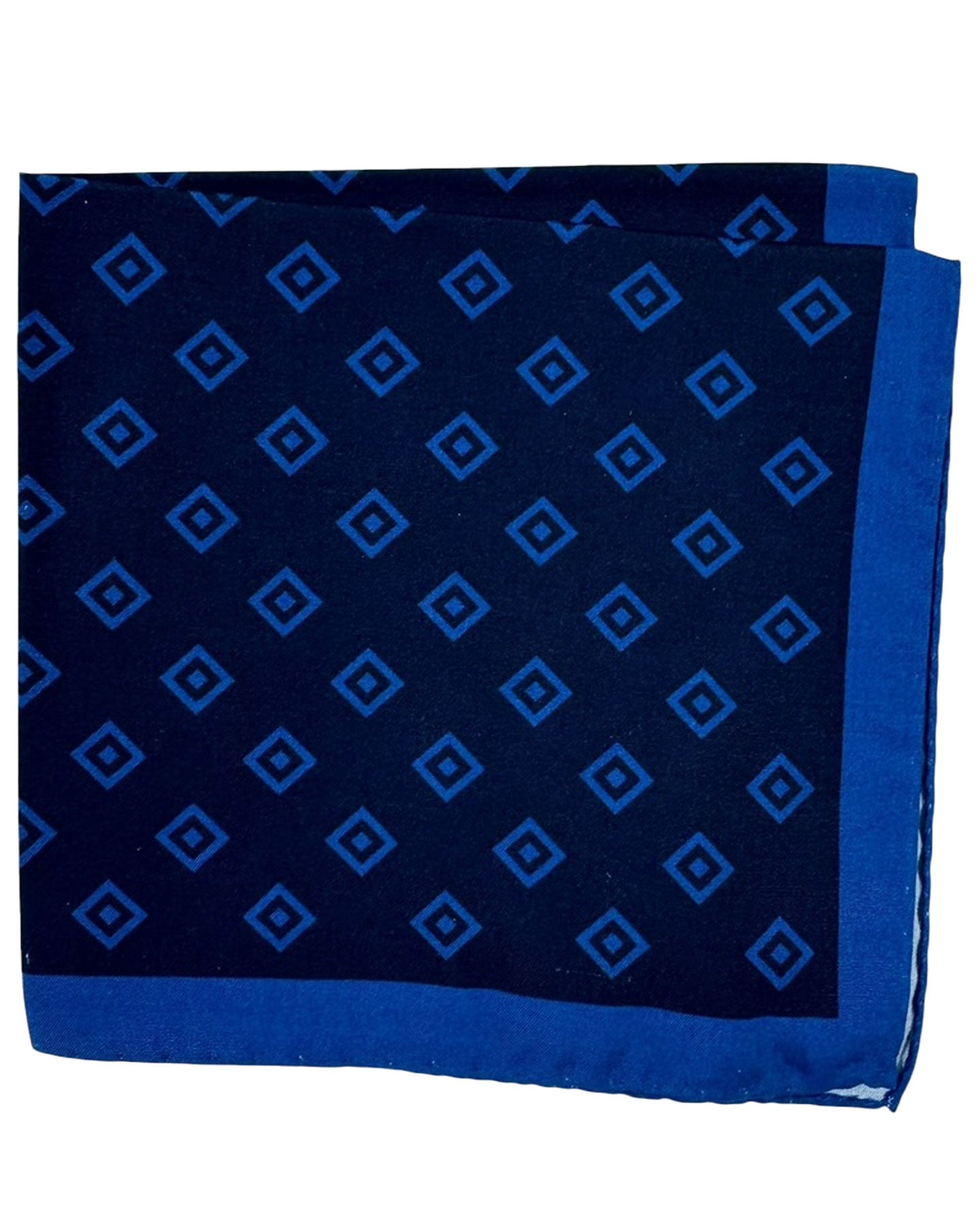 Luigi Borrelli Silk Pocket Square Dark Blue Squares