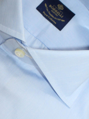Luigi Borrelli Dress Shirt Royal Collection Light Blue Spread Collar 38 - 15 SALE
