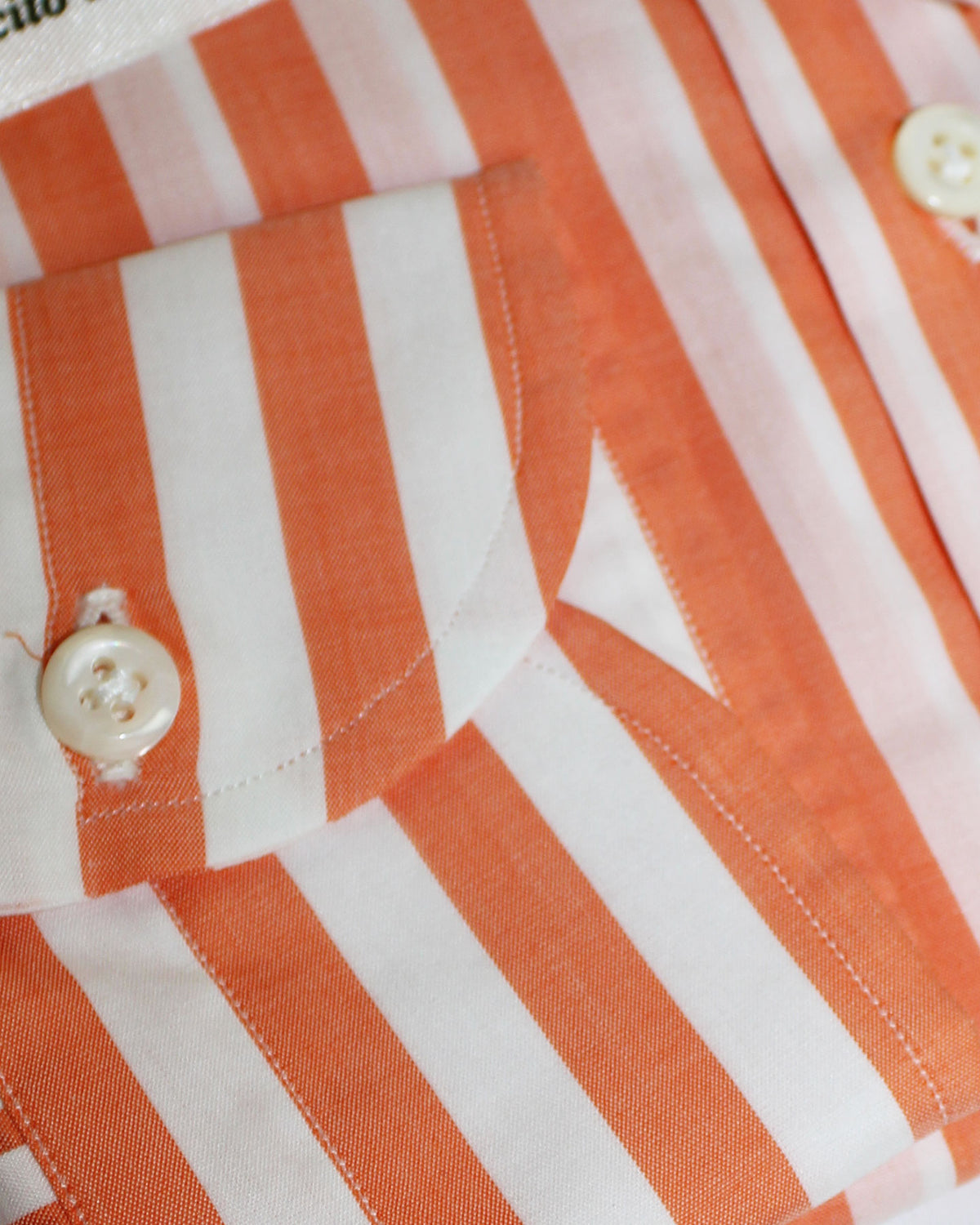 Luigi Borrelli Dress Shirt White Orange Stripes 40 - 15 3/4