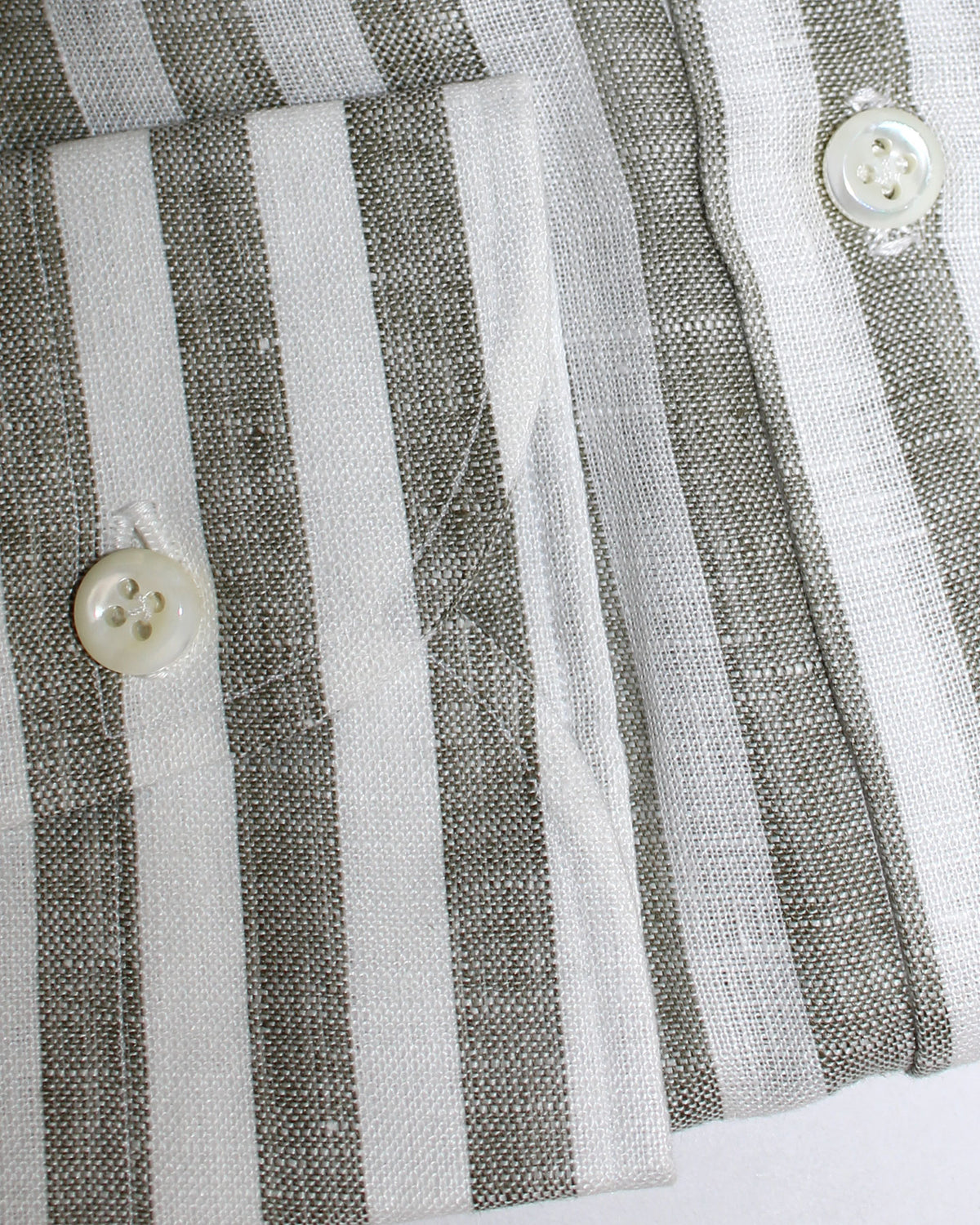 Luigi Borrelli Linen Shirt White Gray Stripes Button-Down 39 - 15 1/2 SALE