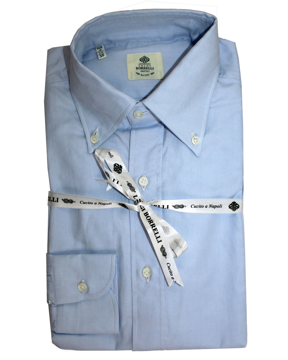 Luigi Borrelli Button-Down Sport Shirt Light Blue 